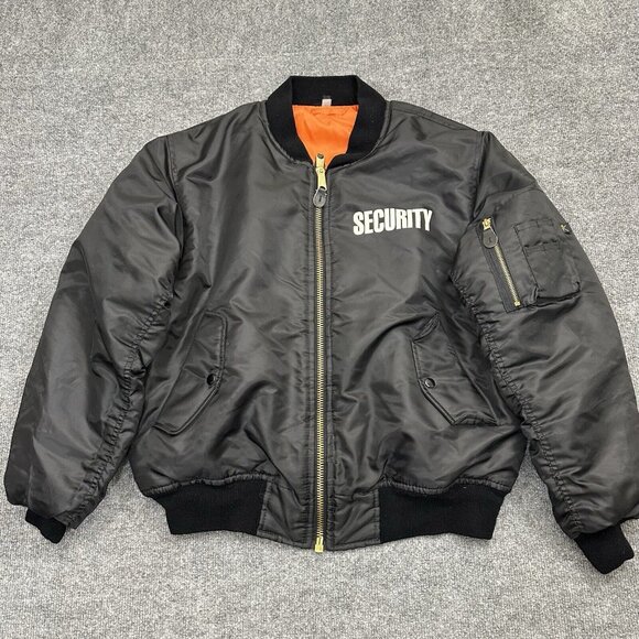 Rothco MA-1 Intermediate Flyers Jacket Reversible Black Security Bomber Large - Picture 1 of 12